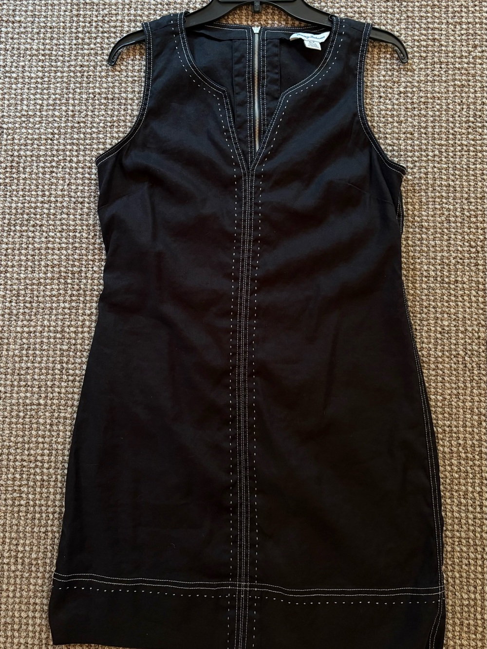 Tommy Bahama Black Sleeveless Shift Dress with Contrast Stitching